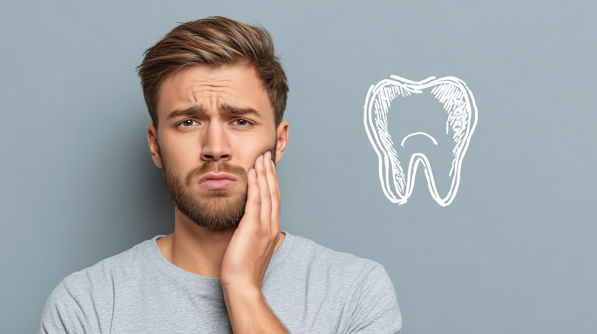 奥歯が虫歯になった男性